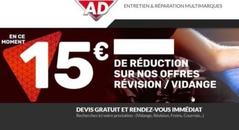 15€ de remise sur les prestations Révision ou Vidange dans les garages AD