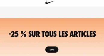 25% de reduction sur tout le site NIKE (dont promo)