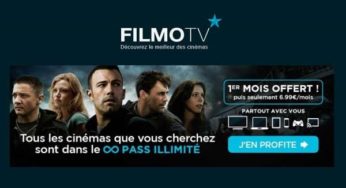 Pass VOD FilmoTV illimité 1 mois offert pour 1 mois acheté (soit 6,99 € les 2 mois – sans engagement)