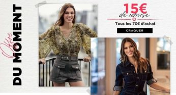 15€ de remise tous les 70€ d’achat sur Morgan (hors promo) + livraison gratuite