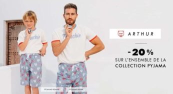 20% de remise sur tous les pyjamas Arthur (homme, garçon et femme) + livraison gratuite sans mini