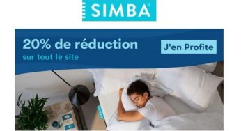 20% de remise sur tout le site SIMBA (matelas, couettes, oreillers, draps, sommiers…) et livraison gratuite