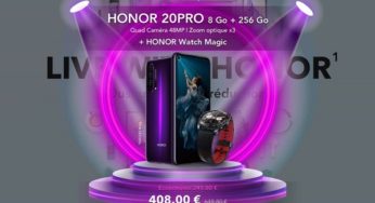 408€ le pack smartphone Honor 20 PRO (8Go+256Go) + montre connectée Honor Watch Magic (valeur plus de 649€)