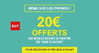 20€ offerts en bon d’achat sur BUT à partir de 100€ d’achat (même promo)