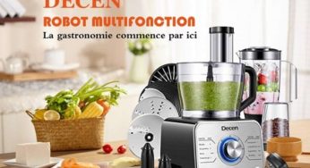 69,99€ le robot de cuisine multifonction acier Decen 1100W (11 accessoires, 3 vitesses) port inclus