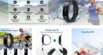 14,69€ bracelet connectée fitness tracker d’activité Elegiant C11 (cardiomètre, suivi d’activité, notification…)