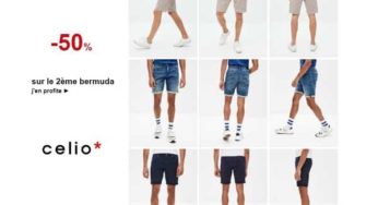 offre BERMUDAS Celio : 1 bermuda acheté, le second à moitié prix