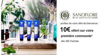 10€ offert sur votre première commande sur Sanoflore (cosmétique Bio du Vercors) dès 45€ d’achats