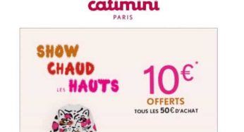 10€ offerts tous les 50€ d’achat sur Catimini