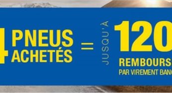 Offre pneus Goodyear et Dunlop : 4 pneus achetés = jusqu’à 120€ / 2 pneus = jusqu’à 60€ remboursé par virement