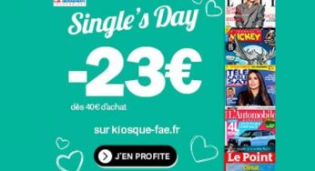 Single’s Week KiosqueFae ! -13€ ou -23€ de réduction sur des dizaines d’abonnements magazine (jusqu’à dimanche uniquement)