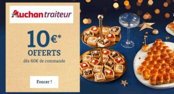 BON PLAN ! 10 euros de remise pour 60 euros d’achat Service traiteur Auchan (quelle que soit la date de retrait choisie)