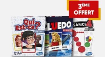 2 jeux de société Hasbro Gaming (version carte) achetés = le 3ème offert (Monopoly, Puissance 4, Cluedo..)