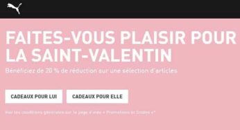 Offre Saint Valentin Puma : 20% de remise sur quasiment tout (même les articles en promo)