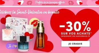 Saint Valentin Marionnaud : -30% sur vos achats + livraison gratuite