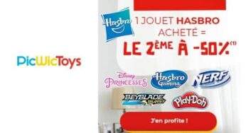 1 jeu ou jouet HASBRO acheté = le second moitié prix (Nerf, Monopoly, Hasbro Gaming, Play-Doh…)