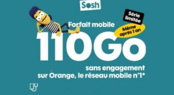 Forfait mobile sans engagement SOSH 110Go : 16,99€/mois (Appels et SMS/MMS illimités)