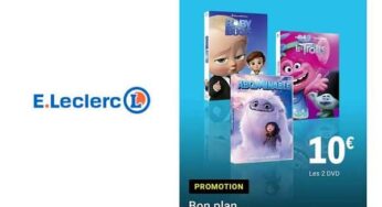 Offre DVD enfant Leclerc : 2 DVD achetés = 10€ (retrait gratuit en magasins Leclerc)