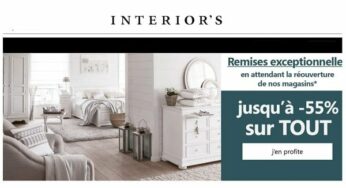 15€ de remise sur votre commande Interior’s (même promotion) dès 100€ d’achat