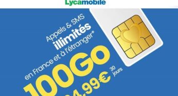 Forfait mobile Lyca XL 100Go : 24,99€ avec appels internationaux inclus (50 dest.), sans engagement, carte SIM gratuite