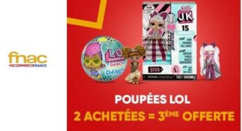 Pour l’achat de 2 L.O.L. Surprise , le 3ème L.O.L. gratuit (FNAC)