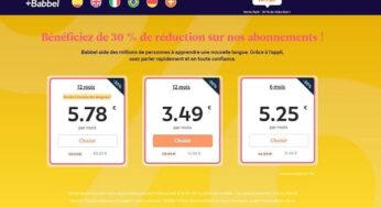 Offre flash Babbel : remise de 30% sur les abonnements de cours de langues Babbel pendant 48h