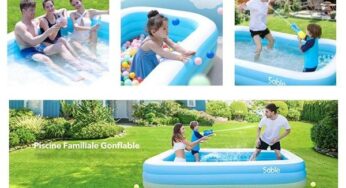 47,99€ la piscine rectangulaire gonflable XL 3 boudins Sable (3m x 1,84m x 0,51m)