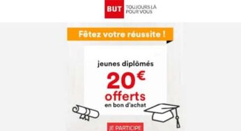 But offre un bon d’achat de 20€ aux jeunes diplômés du baccalauréat, DUT, BTS et études universitaires (utilisable sans minimum)