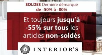 Dernière démarque Interior’s : de -50 % à -80 % sur les soldes et jusqu’à -55% sur le reste