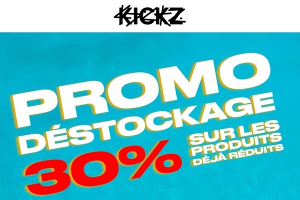 30% de réduction sur les produits déjà démarqués sur kickz