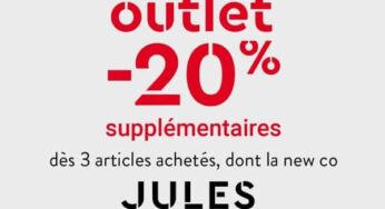 Outlet JULES : 20% supplémentaires dès 3 articles achetés (y compris la nouvelle collection) 