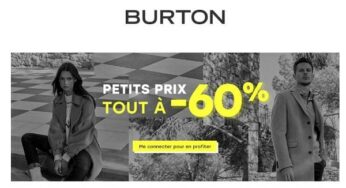 Petits Prix Burton : Tout à -60% sur les articles homme et femme (sélection)