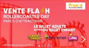 Rollercoaster Day Fnac Spectacles = Billet adulte au prix du billet enfant au Futuroscope, Nigloland, Parc Spirou, Walygator (Grand Est & Sud-Ouest), Le Pal et la Mer de Sable