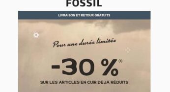 30% de remise sur les articles en cuir Fossil déjà réduits (offre flash jusqu’à lundi)