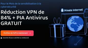 Offre Spéciale Private Internet Access : réduction de 84% + PIA Antivirus GRATUIT pour 70€ les 3 ans (soit 1,84€/mois)