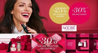 Singles Day Nocibé = 30% de reduction sur des coffrets, -25% dès 2 articles ou -30% dès 49€ d’achat