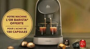 180 capsules achetés = une machine L’OR BARISTA de Philips gratuite (soit 71,96 € port inclus)