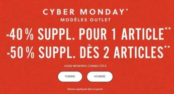 Cyber Monday FOSSIL = 40% supplémentaire sur l’Outlet ou 50% dés 2 articles (jusqu’à dimanche)