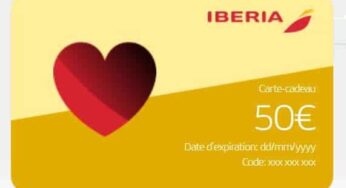 15% de remise sur toutes les cartes cadeaux Iberia (valable 1 an)