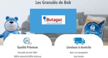 10€ de remise sur votre première commande de granulés de bois pellets livrés à domicile sur granulés de Bob par Butagaz