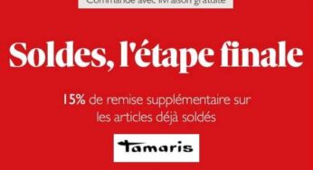 15% de remise en plus sur tous les soldes Tamaris + livraison gratuite !