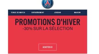 Promotion dans la boutique officielle en ligne du Paris Saint-Germain avec 30% de remise sur une sélection ⚽