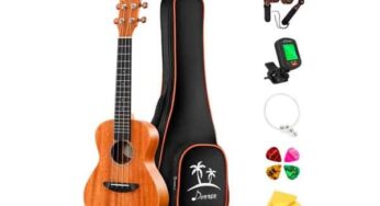 Musique : 38,72€ kit Ukulélé 23 pouces Mahogany (Acajou) Donner Concert DUC-1 + étui + leçons en ligne + 4 médiators + bandoulière + accordeurs – livraison gratuite