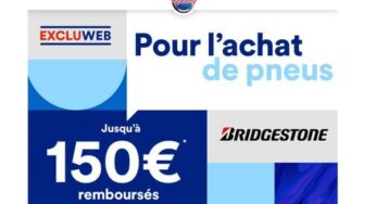 jusqu’à 150€ remboursés sur l’achat de pneus Bridgestone achetés chez Speedy