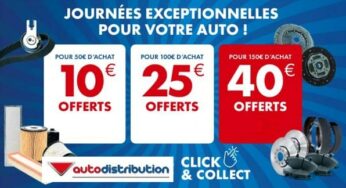 Vos pièces auto moins chères avec des remises Autodistribution de 10€ à 40€ (Click & Collect dans 350 mag)