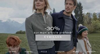 30% de remise sur l’article de votre choix sur Cyrillus (le plus cher)