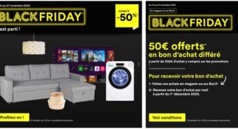 Black Friday BUT : 50€ offerts en bon d’achat dés 300€ d’achat et promotions jusqu’à -50%