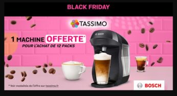 Offre Black Friday Tassimo : 1 machine offerte pour l’achat de 12 packs de dosette (soit 59€)