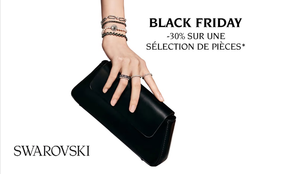 black friday swarovski 30% sur presque tout (bijoux, montres et accessoires)