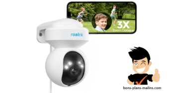 87,99€ caméra de surveillance extérieure rotative Reolink E1 WiFi (5MP, zoom 3X, détection personne et véhicule avec suivi)